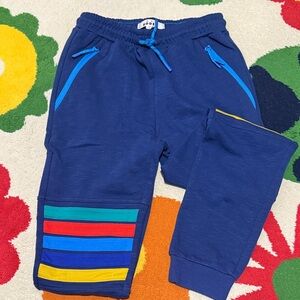 Mini Boden Blue Joggers with Colorful Stripes